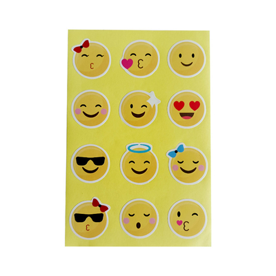 Emotionale Lächeln-Ausdruck-klebende runde Aufkleber-nettes kundenspezifisches Logo
