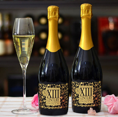 Personalisiertes Goldfolien-Etikett für Champagnerflasche Weiß Rot geprägt