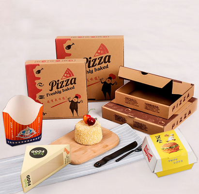 Bedruckte Kartonverpackung für Pizza zum Mitnehmen aus Wellpappe