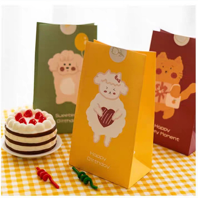 Gelebor Kraftpapier Cartoon Einweg Lebensmittelverpackung Tasche für Snack Nüsse Süßigkeiten Brot